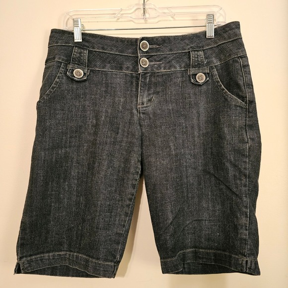 BKE Pants - BKE Denim Bermuda Shorts Womens 13 Dark Wash Double Button Longline Jean Shorts